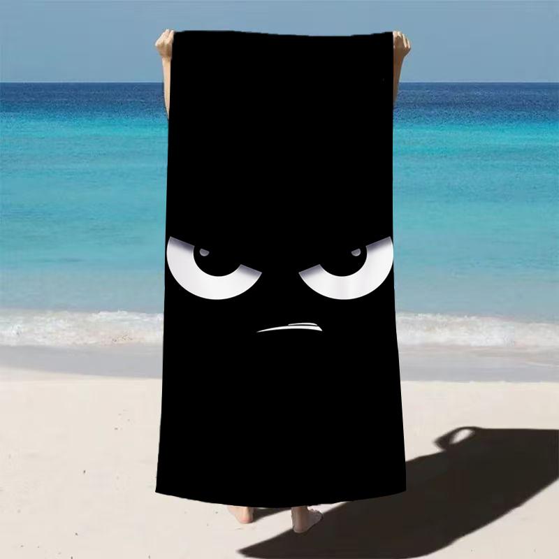 

Angry Face Beach Towel, Cute Cartoon Expression Print Oversized Bath Towel, Soft Quick Dry Summer Blanket 1pcs W30*H60(CM)