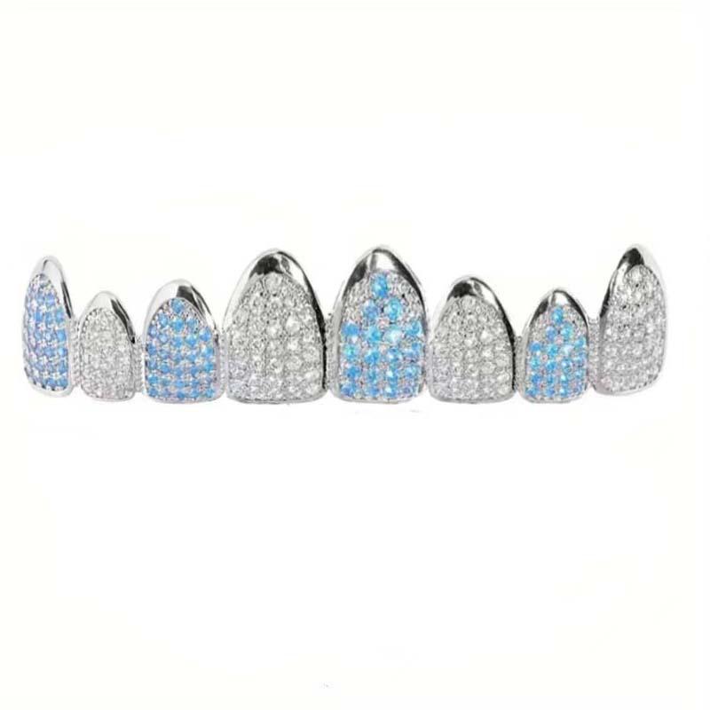 Przesadzone Grillz Hip-Hopowe: Miedź platerowana prawdziwym złotem z inkrustacją cyrkoniami, nieśniedziejąca biżuteria na zęby