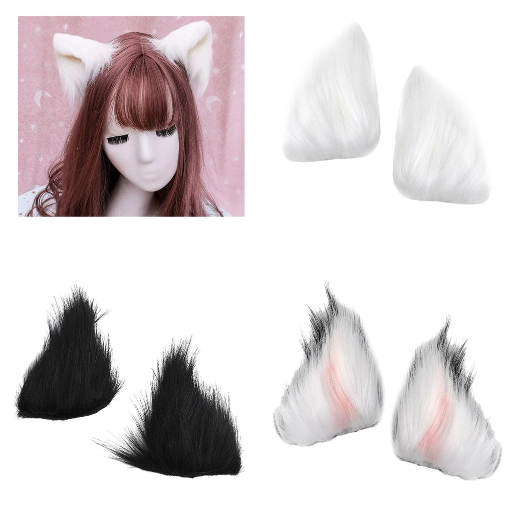 Simulation Beast Ear Hairclip for Cosplay Party Costume Hair Clips Halloween Headdress Women Role Play Maid Headwear