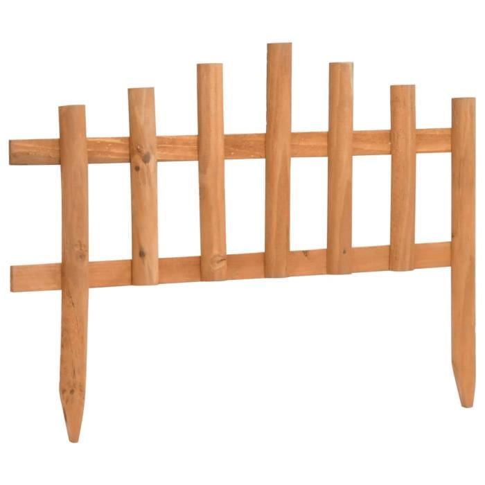 Bordure de jardin - Bois de sapin - 10 pcs - 4,4 m - Marron - Résistante aux intempéries