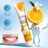 Vitamin C whitening toothpaste freshens breath and whitens teeth.