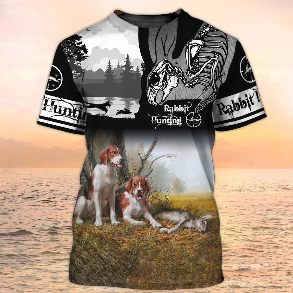 Duck Hunting Dog Pattern Men's T-shirt 3D Animal Print Short Sleeved Top Harajuku Style Comfortable Casual Streetwear
