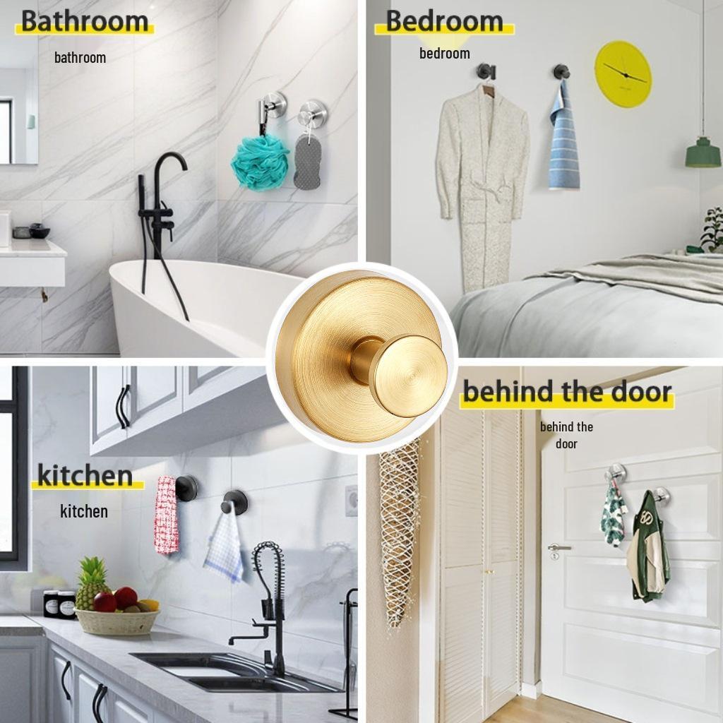 Stainless Steel No-Drill Suction Cup Hook - Strong Load-Bearing for Bathroom and Toilet