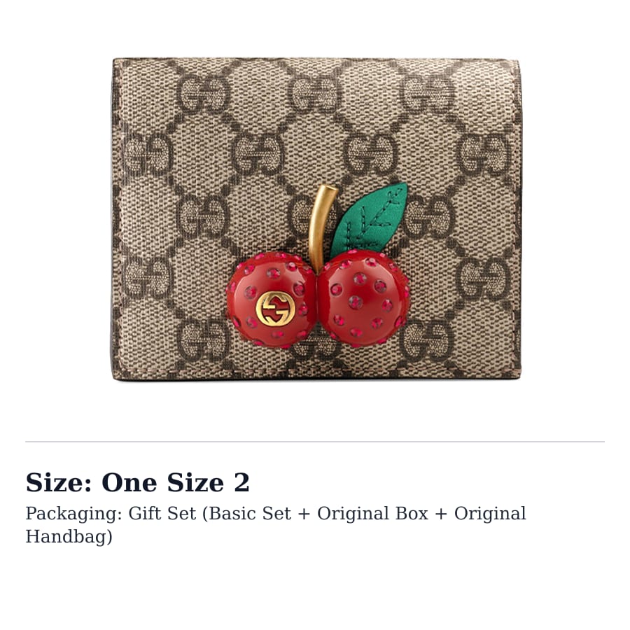 GUCCI GG Supreme Card Case Wallet With Cherries In GG Supreme 476050-K9GXT-8694