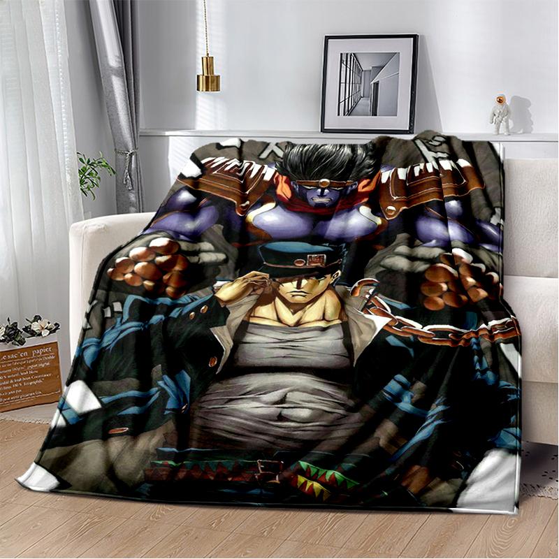 3D Jojo's Bizarre Adventure Cartoon Anime Blanket,Soft Throw Blanket for Home Bedroom Bed Sofa Travel Picnic Office Cover Kids