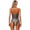 Womens Glossy Sling Bodysuit Adjustable Strap See Through Lingerie Stretchy High Cut Bodycon Lingerie