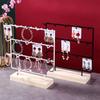 Wood Base Earring Display Stand with 3 Tiers and 15 Hooks Jewelry Presentation Rack Stylish Accessory Organization Shelf