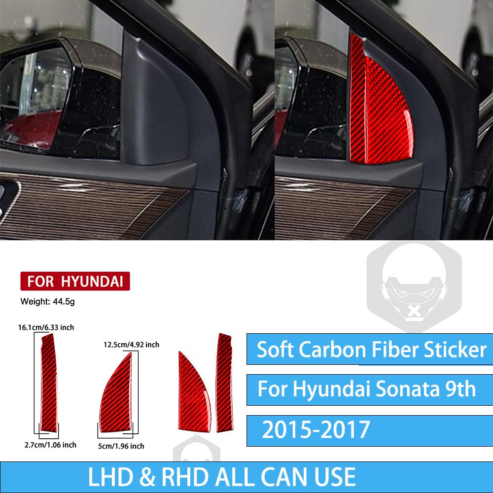 For Hyundai Sonata 9 2015 2016 2017 Inner A-pillar Trim Real Carbon Fiber Sticker Car Interior Accessories