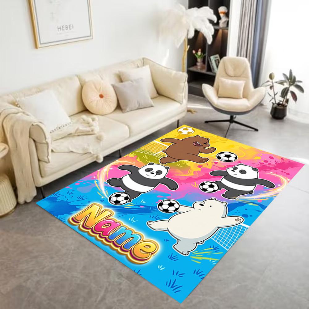 Blue Dog Soccer Fun Customize Text Floor Rug Office Rug Perfect for Balcony Entryway Kitchen Outdoor Anti-slip Rug Office Home Decor