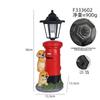 Solar Hexagonal Light with Dog Lying On Mailbox Sculpture Home Garden, Courtyard, Pathway, and Entrance Decorative Light Fixture