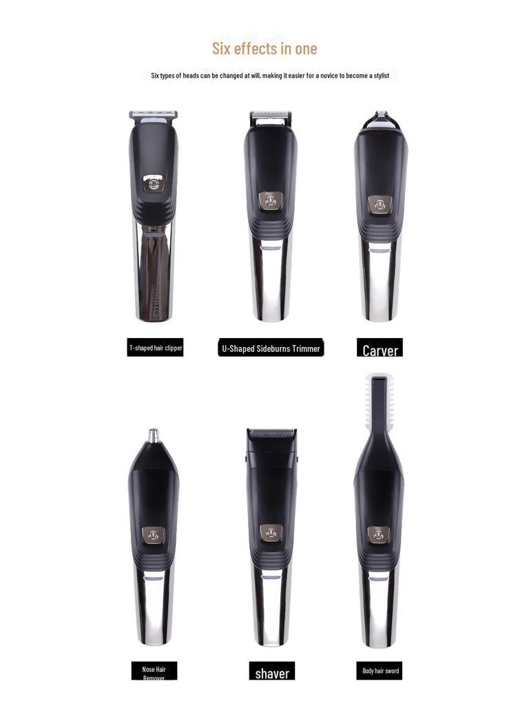 Waikil 6-in-1 Multifunctional Electric Grooming Kit: Hair Clipper, Razor, Body Hair Trimmer