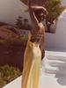 Sexy Backless Satin Yellow  Dress