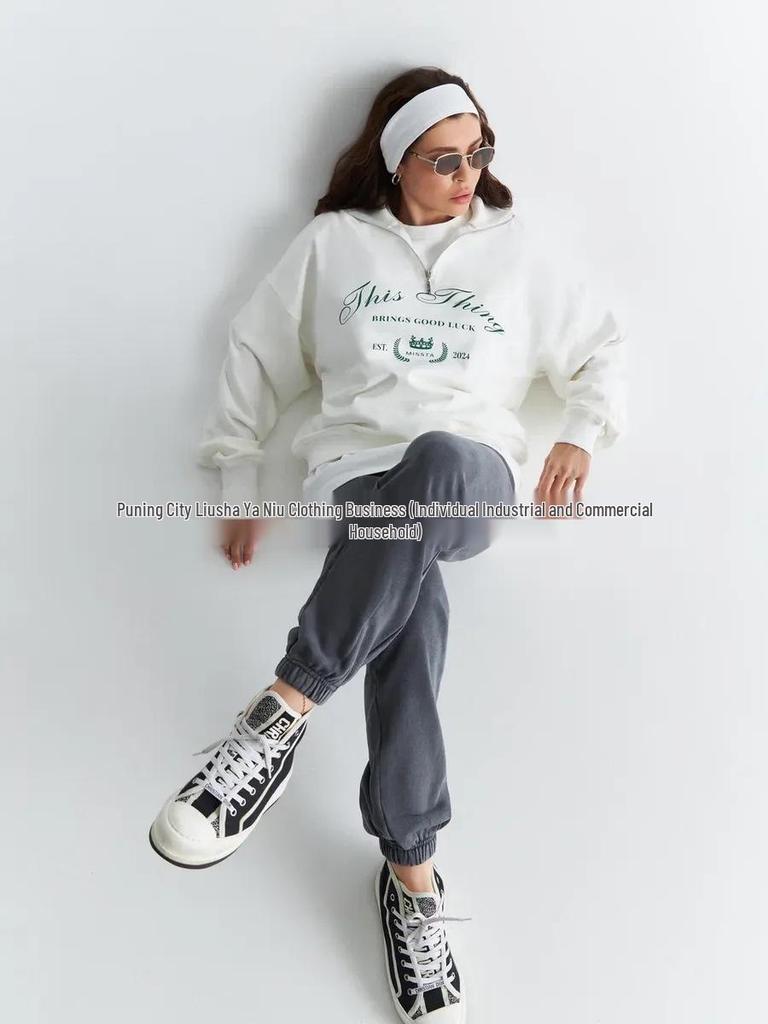 Stylish Trendy Lapel Half-Zip Thickened Hoodie for Autumn/Winter