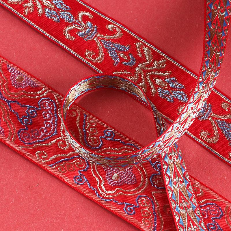 Broderie Elegantă Nuntă Stil Etnic Chinez Val Național Nuntă Zestre Chineză Decorație Panglică Aurie Legătură Roșie Panglică Țesută Litera Fericire