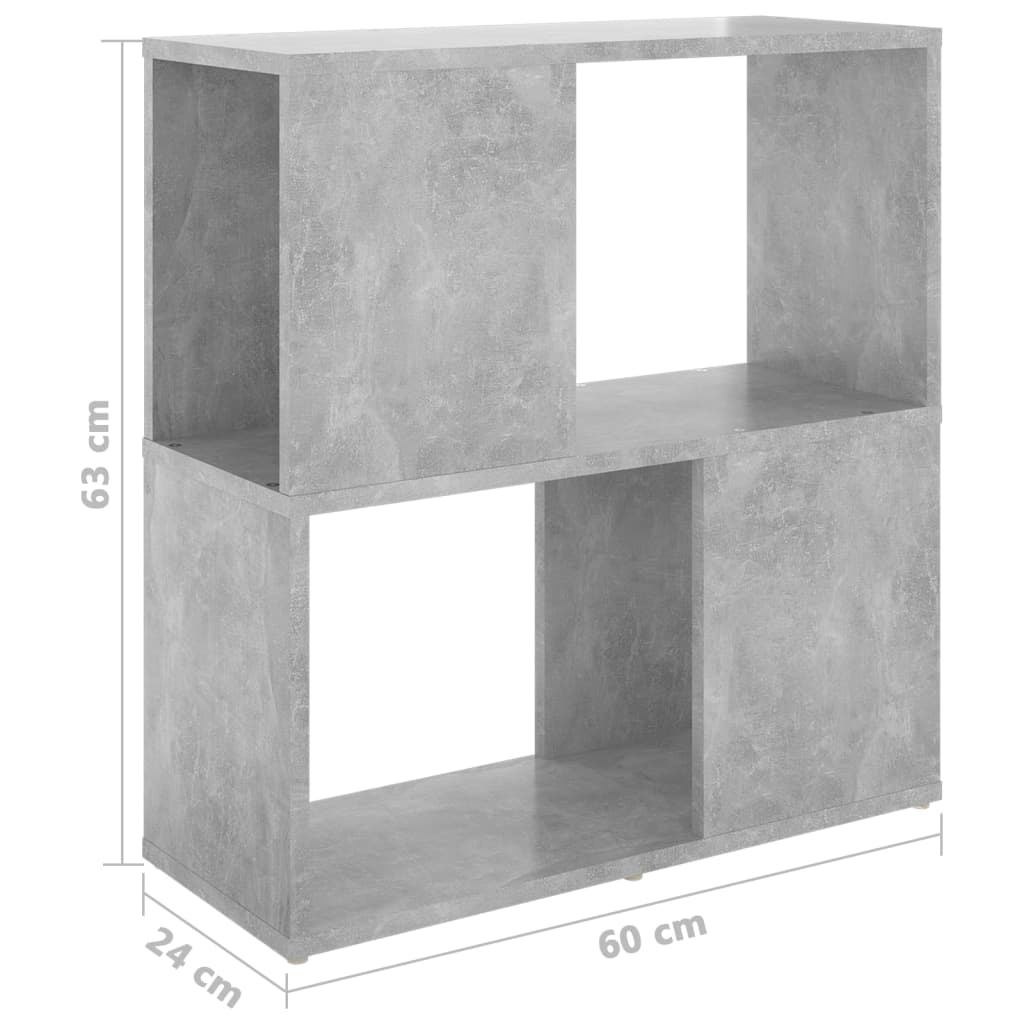 Bookshelf Concrete Grey 60 x 24 x 63 cm Engineered Wood