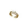 Real Gold Shell Butterfly Full Diamond Ring Opening Adjustable Simple Jewelry Japanese Ring Couple Ring