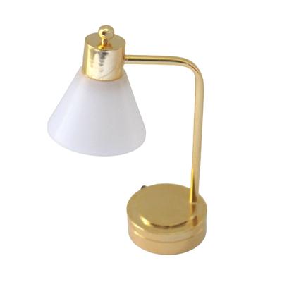 Vintage White Table Lamp for 1/12 Scale Dollhouses Miniature LED Light Dollhouses Display Accessories and Decoration