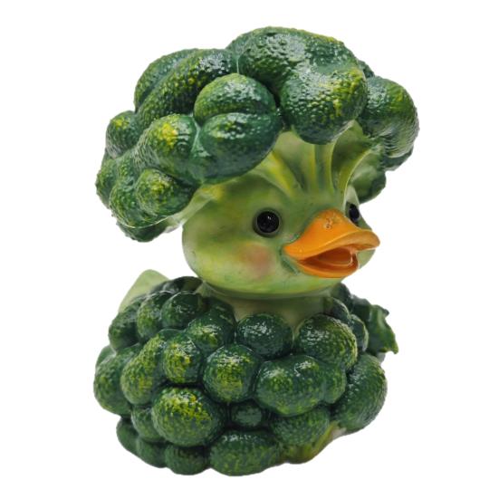 Broccoli Duck Ornament, Resin Veggie Ducks Figurine, Cute Vegetable Duck Decoration for Office Desk Bedroom Living Room Balcony Car Accessories Unique