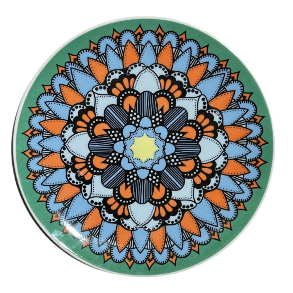 1PC Ceramic Household Dishes Tableware Dim Sum Platter Bohemian Steak Western Food Round Tray