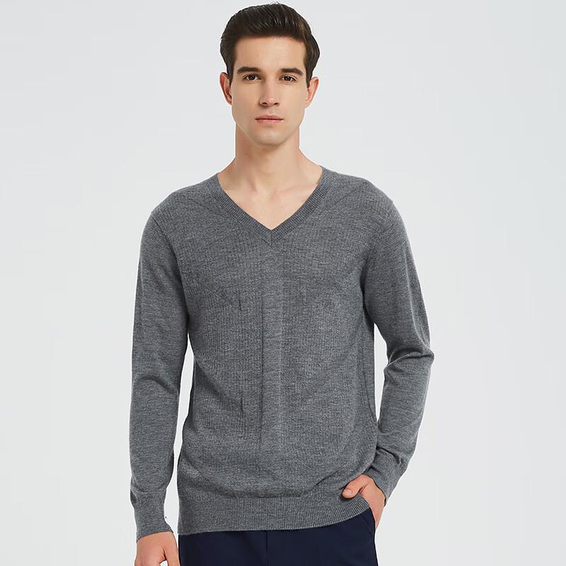 Hengyuanxiang Men's Fine Spun Pure Cashmere V-Neck Sweater