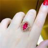 Purple Gold-Plated Rose Gold Inlaid Redstone Hollow Ring, Foreign Style Generous Fashion Women'S Jewelry