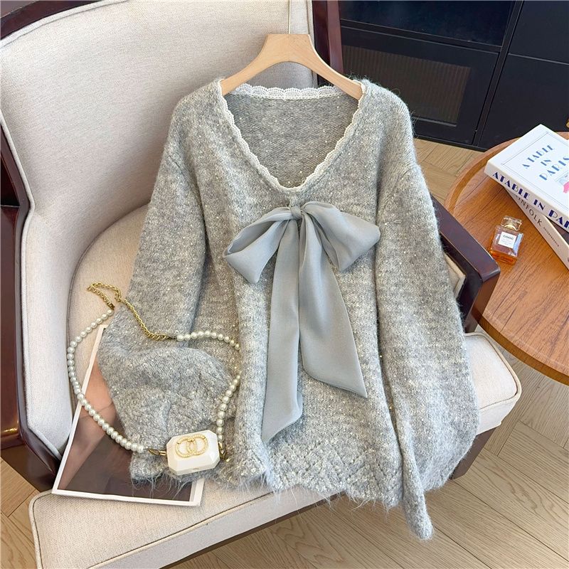 Sweater for Women Winter Thickened V Neck Pullover Warm Knitted Stretchy Long Sleeve Oversize Jumper Sweater Tops