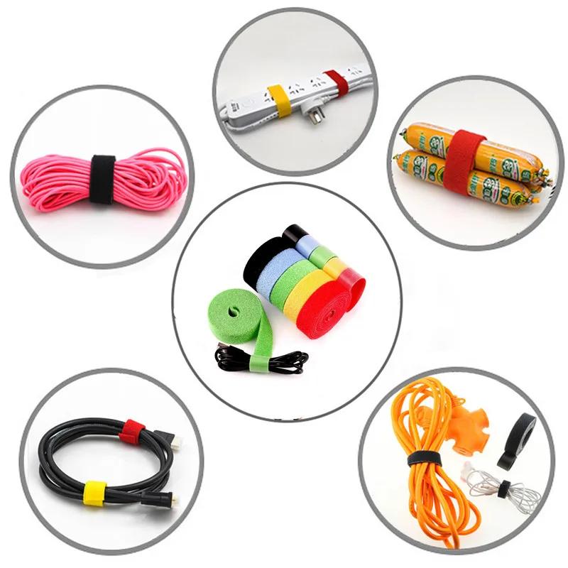 5M Cable Cable Ties Adhesive Fastener Tape Wrap DIY Reusable Double Side Hook and Loop Cable Straps Wires Management Straps