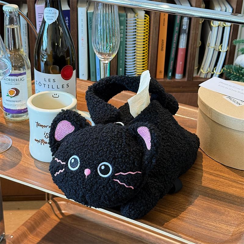 

Cute Plush Rabbit Tissue Box Holder Organizer Living Room Napkin Storage Box Home Decoration Kawaii Tissue Case Napkin Dispenser чорний