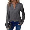 New Spring and Autumn Women's V-neck Pullover Long Sleeve T-shirt, Fashionable and Versatile Top