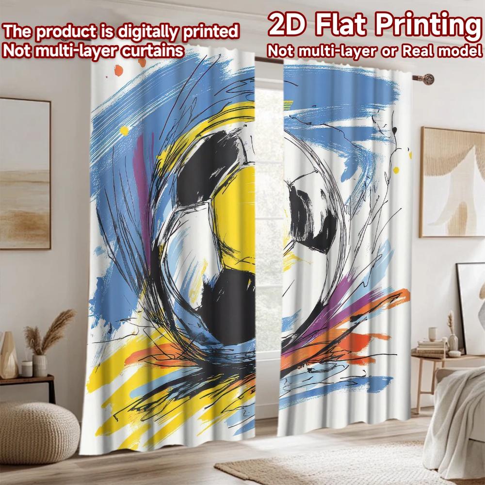 2D flat Photography Backdrop Scene Tapestry Colorful Soccer Ball 100% Polyester Festive Holiday for Suitable for parties and