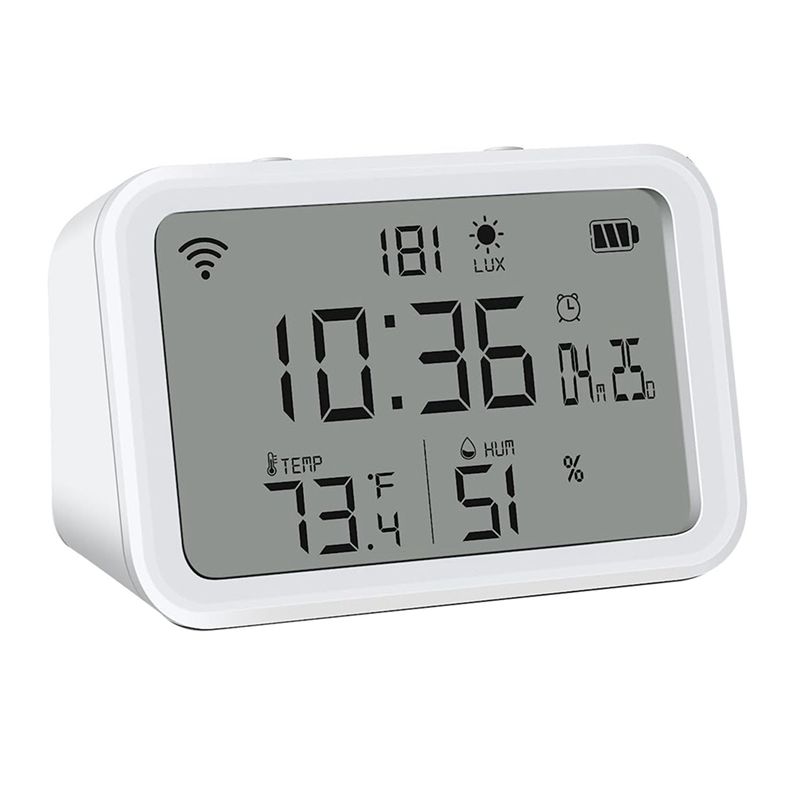 

ABUL-1 PCS Wifi Thermometer Hygrometer With Luminous Intensity Detection Wifi Temperature Humidity Monitor With Alarm Clock Whit белый