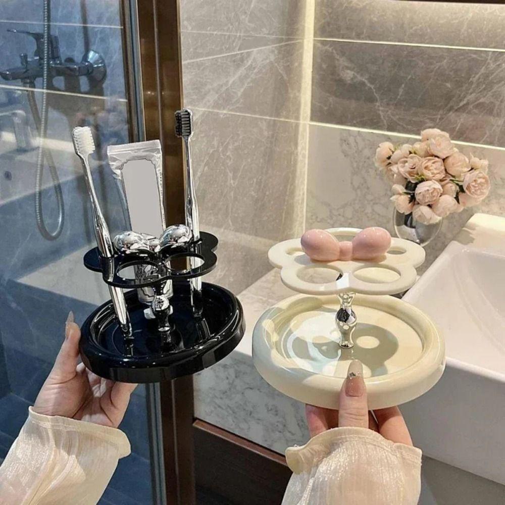 Uroczy Kwiatowy Uchwyt na Szczoteczki do Zębów Plastikowy Stojak do Przechowywania Pasty do Zębów do Łazienki