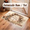 Christmas Theme Soft Crystal Velvet Rug Custom Name & Text Print Non Slip Floor Rug for Bedroom Living Room