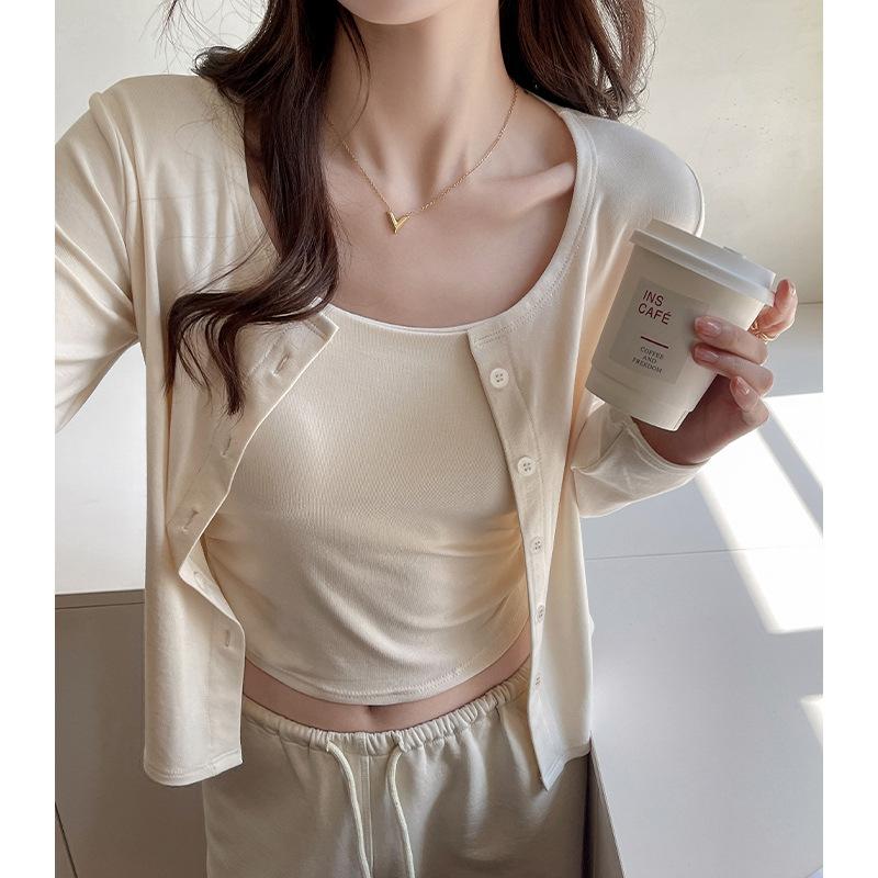 Modal knit sun-protective cardigan jacket for women, summer thin air-conditioned shirt, solid color high-end high-end long-sleeve versatile top