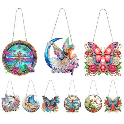 3 pièces Forme Spéciale Plate 2D DIY Kits d'Art Diamant à Suspendre Art Diamant Strass Pendentifs de Fenêtre Décor Mural pour la Maison et les Fenêtres