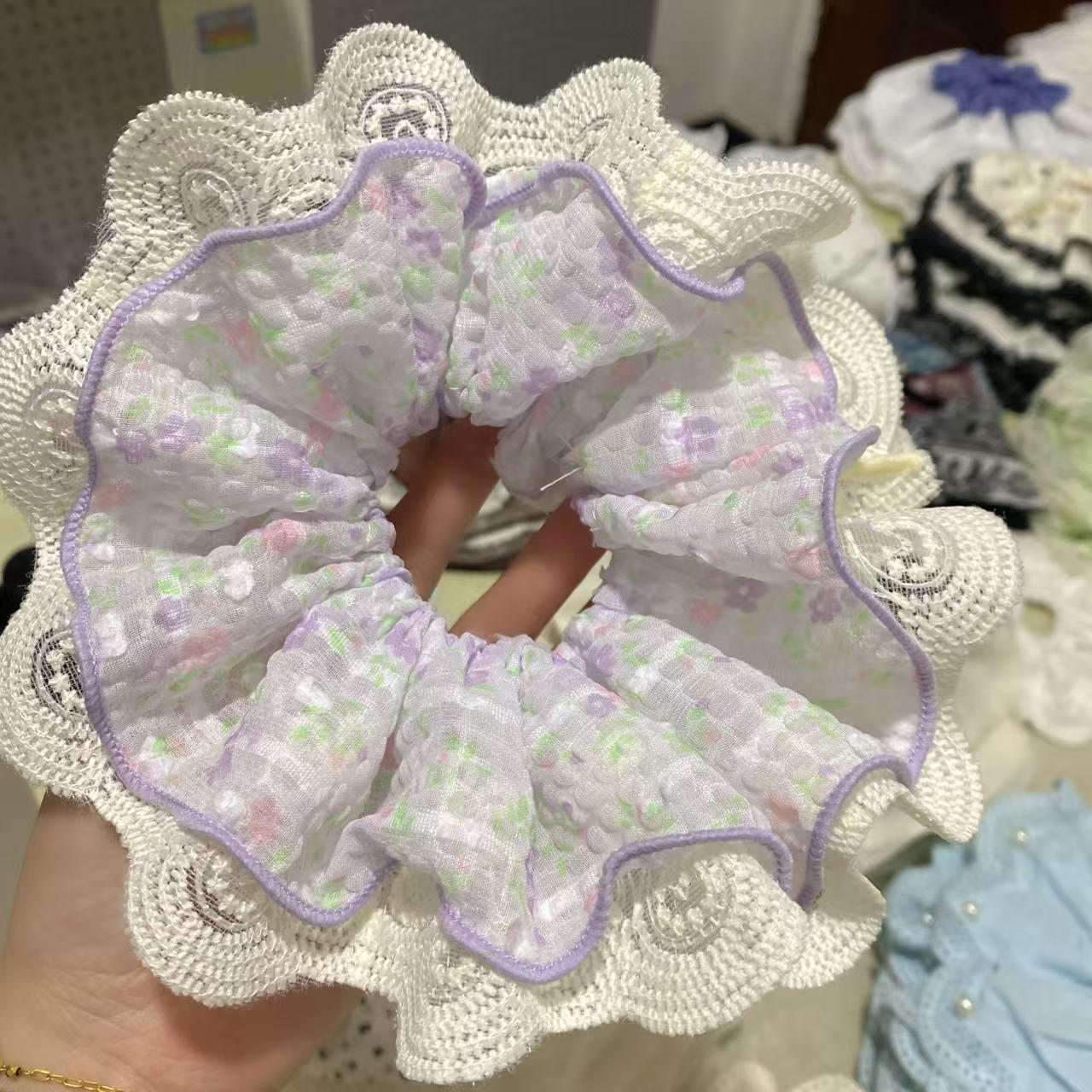 Весенняя цветочная кружевная вышитая резинка для волос - Сладкий и свежий лесной стиль