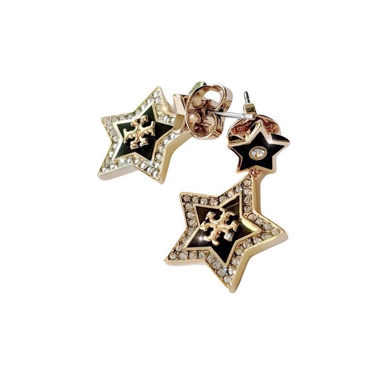 TORY BURCH Shooting Star Pattern Decoration Brass Earrings Women's Gold/Black 153663-700-gold/black F