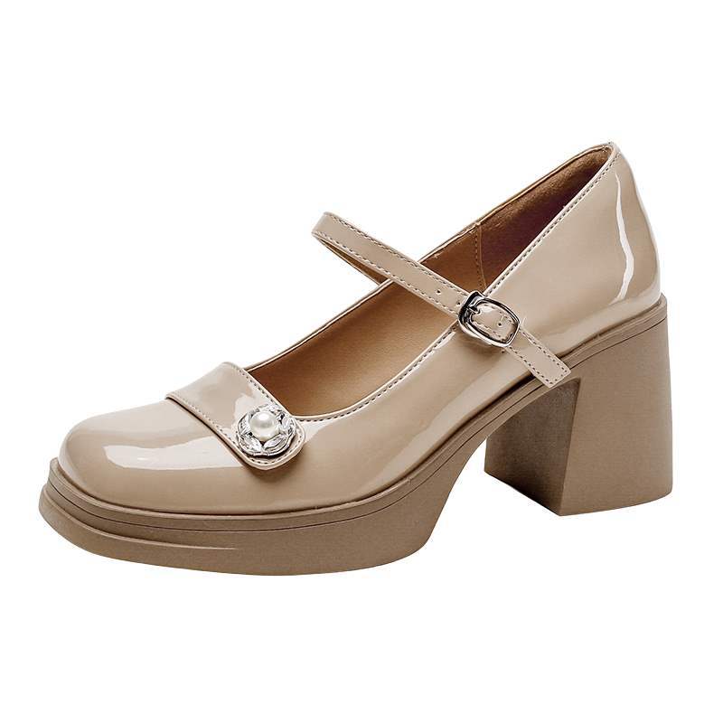 Plateau High Heels Mary Jane Damenschuhe 2025 Herbst Neu Französisch mit Rock Lichtmündung Dicker Absatz Einzelne Schuhe Frühling