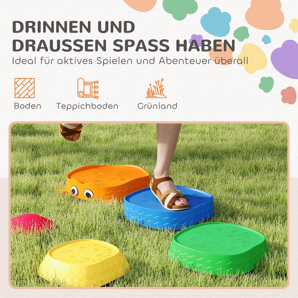 5PCS Sensory Stepping Stones for Toddlers, Frog-Shaped Kids Stepping Stones Set with Anti-Slip Edging for Ages 2-8