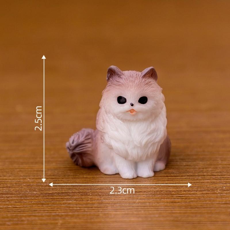12PCS Simulation Resin Cats Model Figurine Safe Desktop Ornament Accessories For Creative Garden Landscape Display