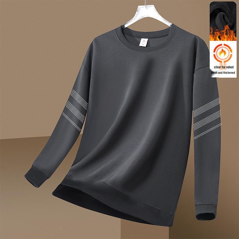 

Men s Fleece-Lined Crew Neck Sweatshirt - Trendy, Versatile, Loose Fit for Autumn & Winter, Unisex Couples & Students Top. 4XL (80-90 kg)