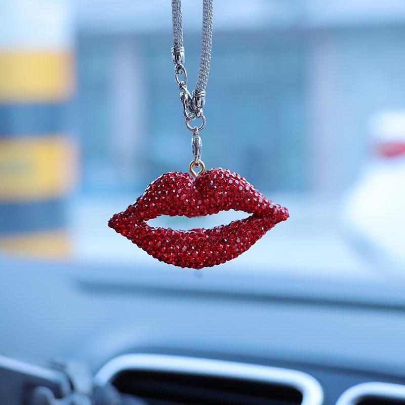 Rhinestone Bow Polymer Clay Car Rearview Mirror Hanging Ornament