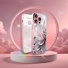Silver Textured Flowers Pattern Pink Metallic Glass Phone Case For iPhone 11 12 13 14 15 16 17 Pro Max 15 Plus 17 Air 16E Cover