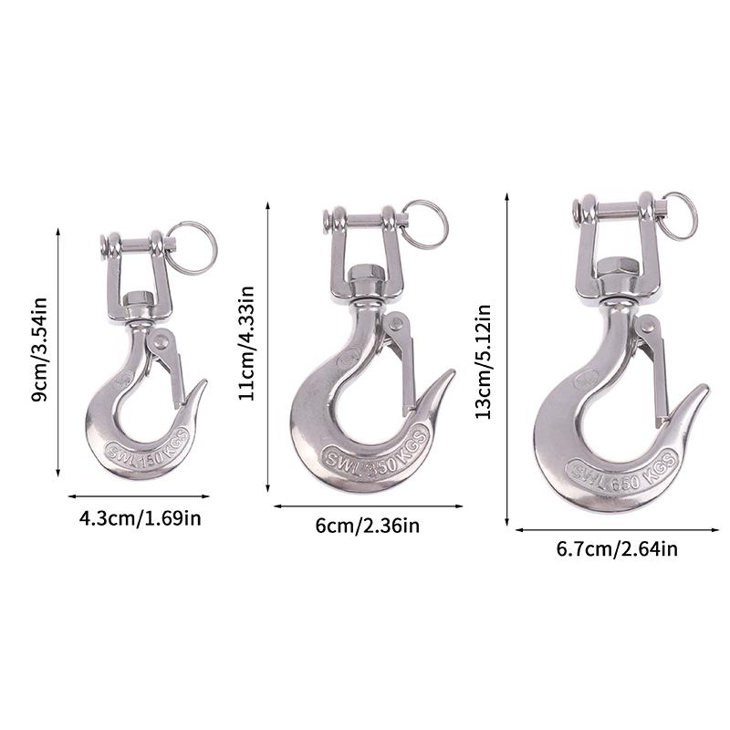 304 Stainless Steel Trigger Clevis Swivel-Eye Lifting Snap Tone Hook Wire Rope Lifting Hook With 150/ 350/650Kg Loading Capacity