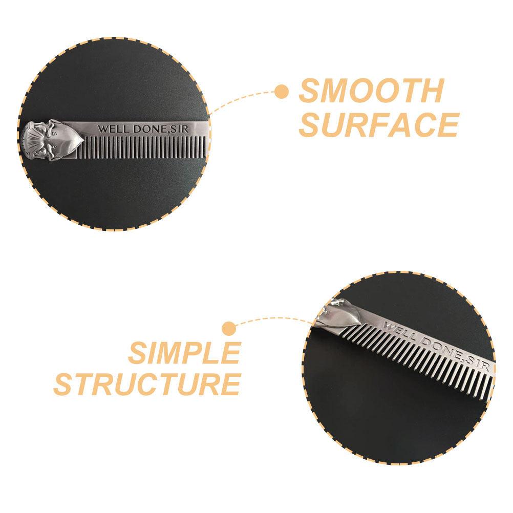 Premium Stainless Steel Beard Comb Fine Tooth Scalp Grooming Tool for Dandruff Removal Portable Men Hair Styling