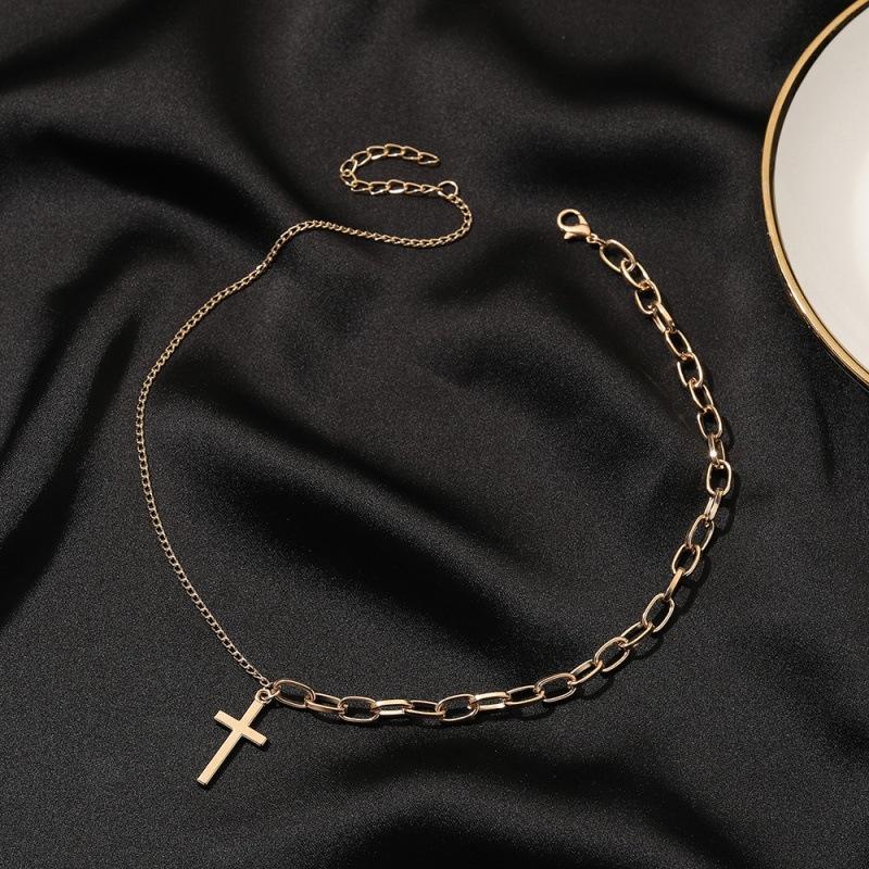 New necklace asymmetrical cross necklace personality temperament simple pendant collarbone chain women