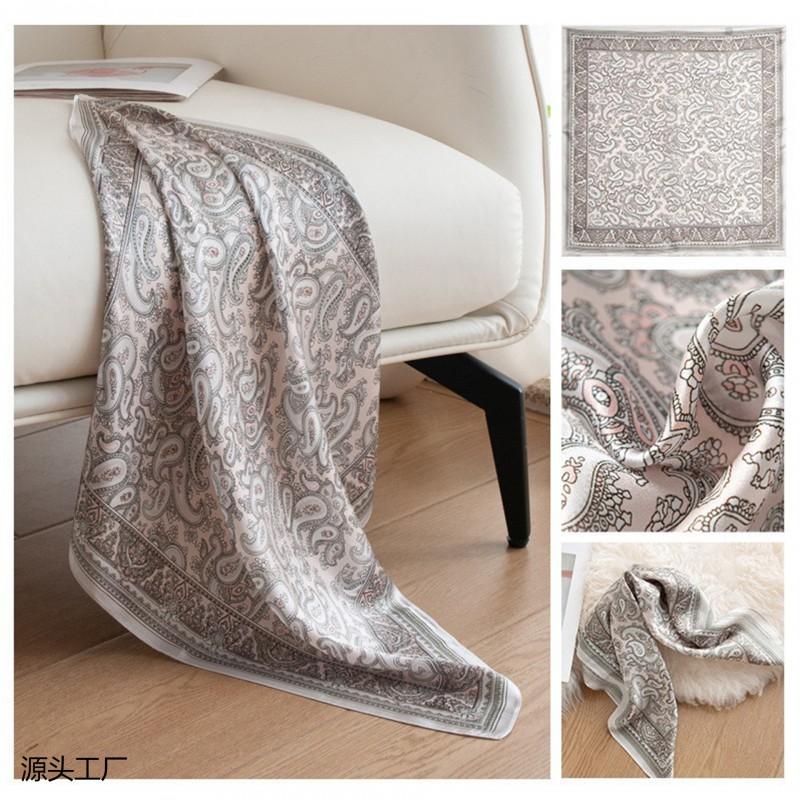 Womens Silk Square Scarf White Paisley Print Versatile Shawl Mom Gift