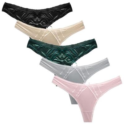 TUOTISI Lace Panties with Sexy Pack of 5 Women's T-Back Ribbon, Lingerie, Low-Rise Panties, Seamless, Butt-Shaping, Non-Slip, Quick-Drying, Thin,