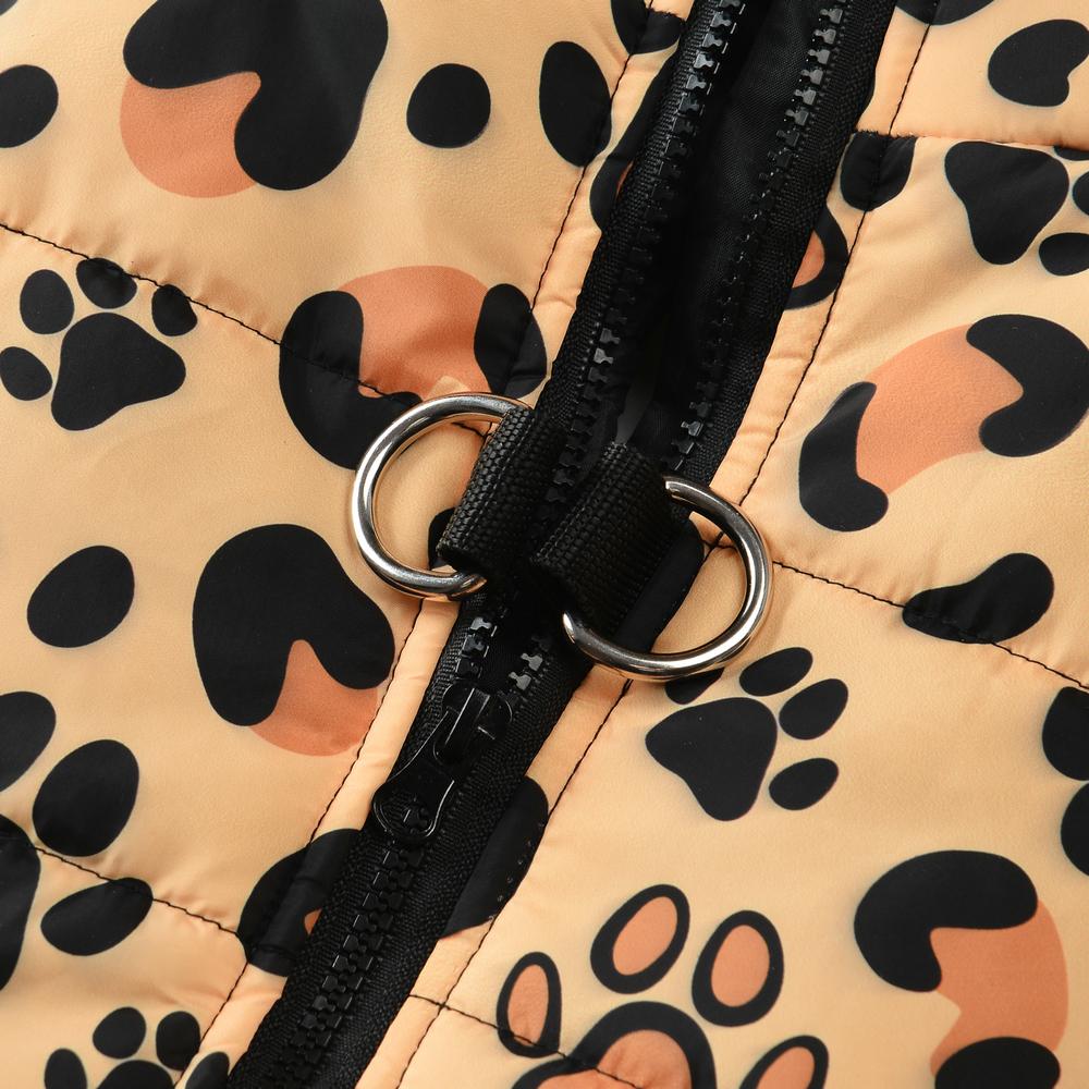 Dog Jacket Warm Winter Pet Clothes for Small Medium Dogs Cats Leopard Print Chihuahua Yorkie Vest Coat with D-ring Puppy Costume