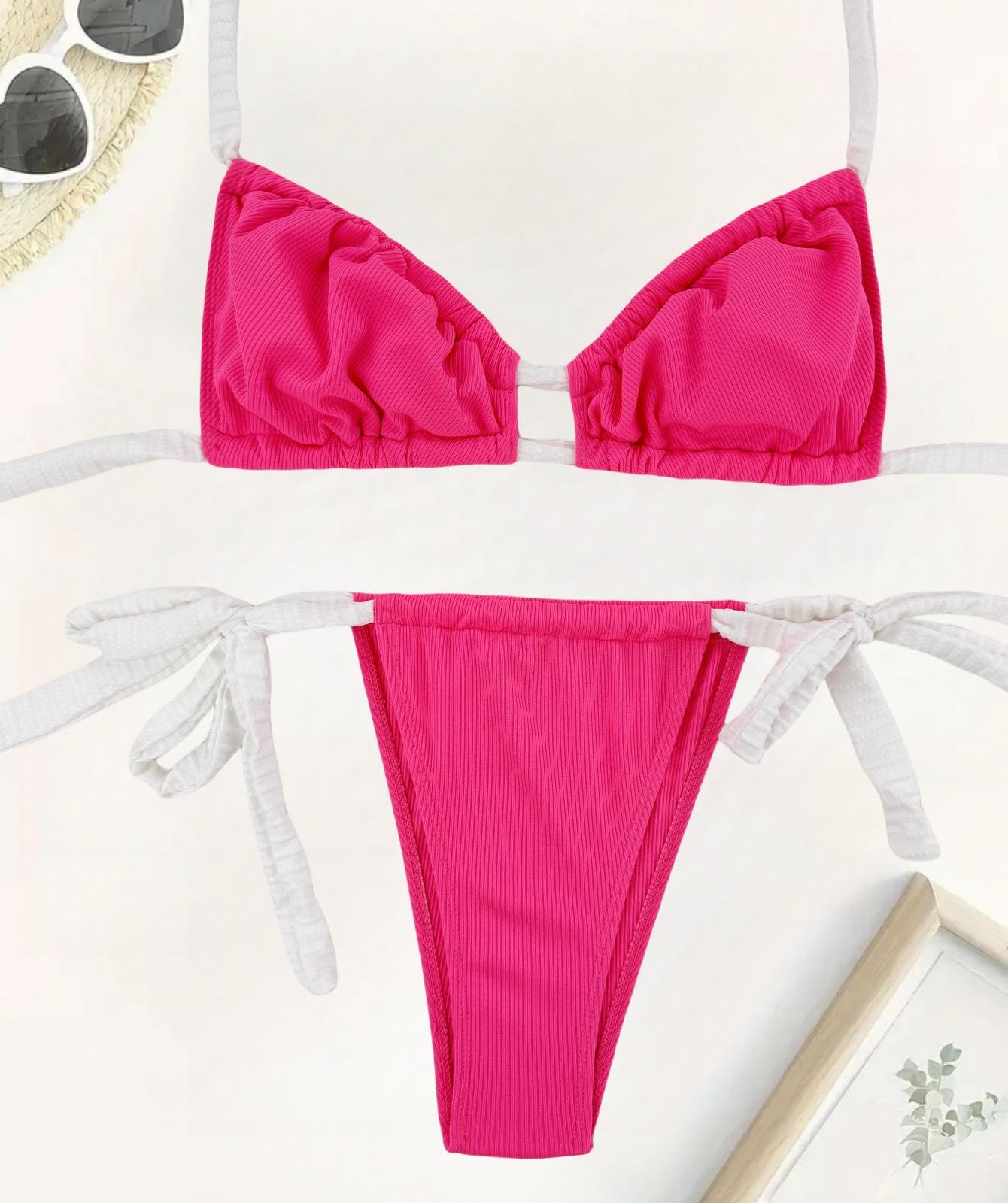 

Женский купальник однотонный с открытой спиной и завязками на шее, купальник бикини, пляжная одежда, купальные костюмы M